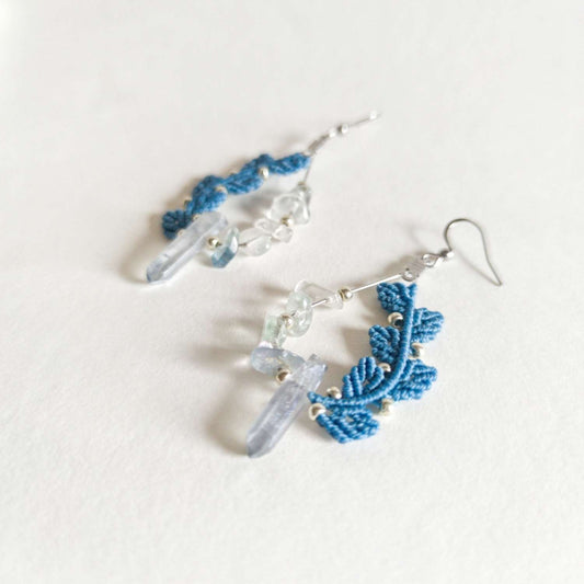 Tengerkék Nympha Fülbevaló Aurakvarccal