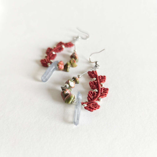 Terrakotta Nympha Fülbevaló Aurakvarccal