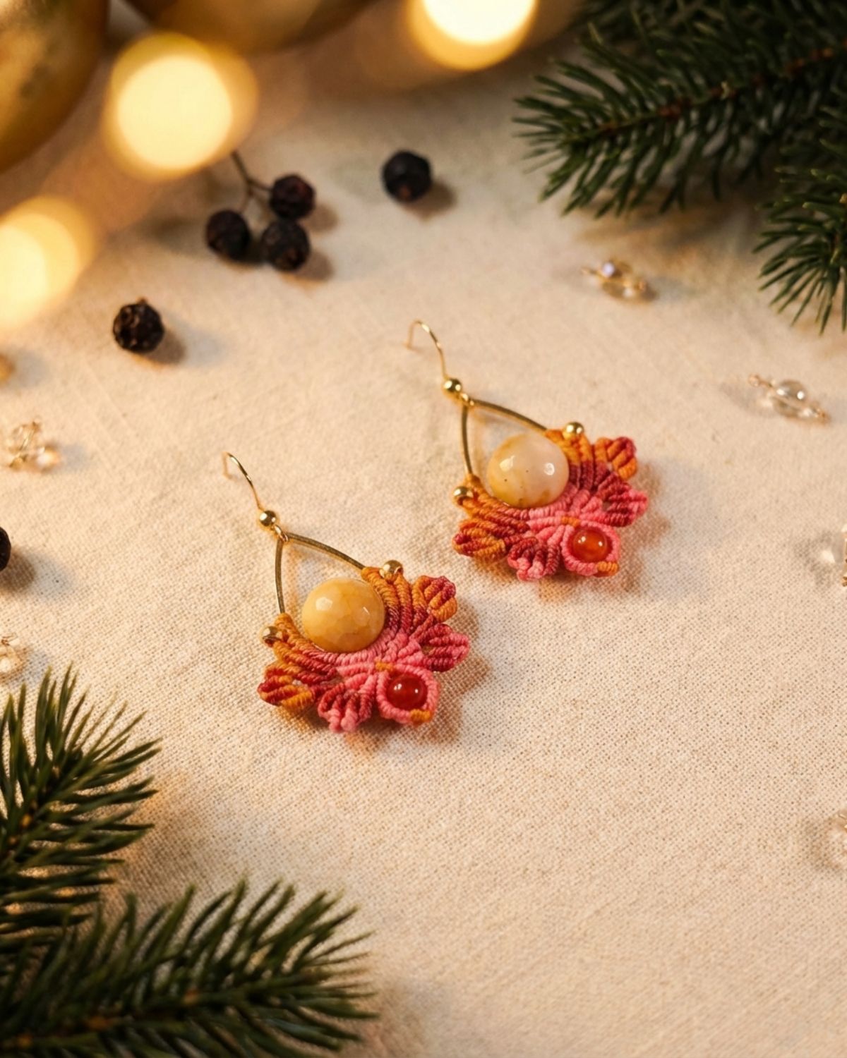 Őszies Nyx fülbevaló mookaittal és acháttal