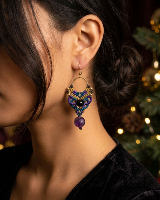 Lila Aphrodite fülbevaló ametiszttel