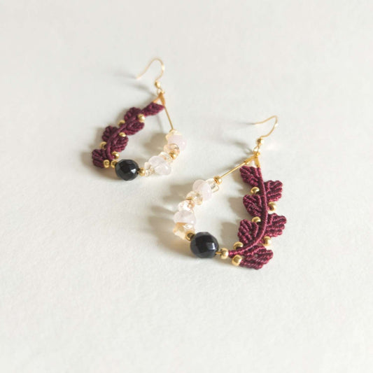 Ónix - Citrin - Rózsakvarc Nympha Fülbevaló