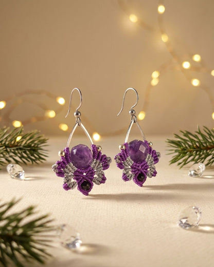 Ezüst-lila Nyx fülbevaló ametiszttel és acháttal