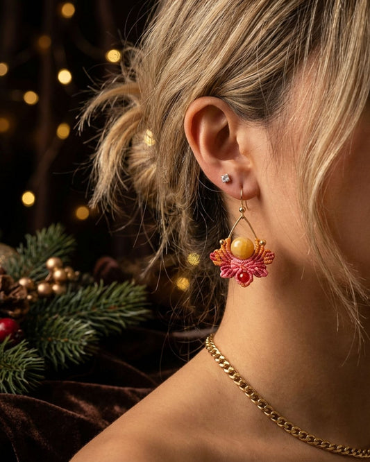 Őszies Nyx fülbevaló mookaittal és acháttal