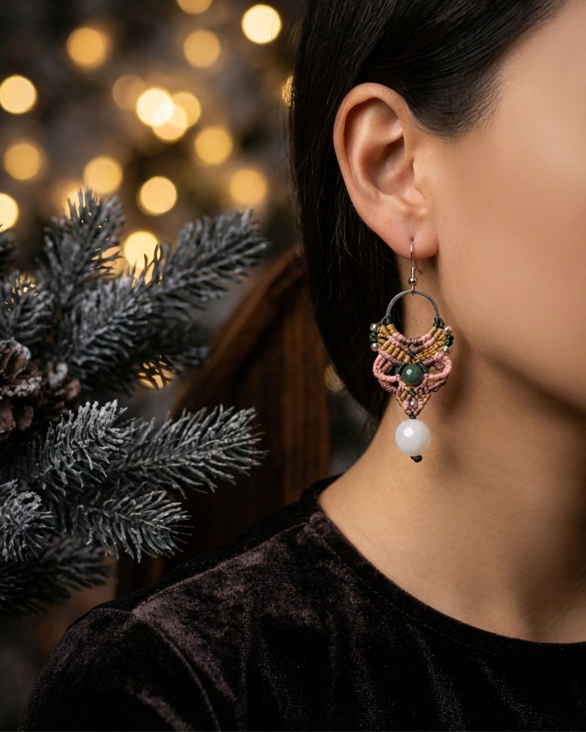 Aphrodite fülbevaló rózsakvarccal