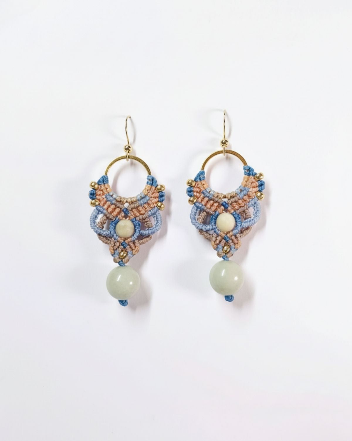 Bézs - kék Aphrodite fülbevaló amazonittal