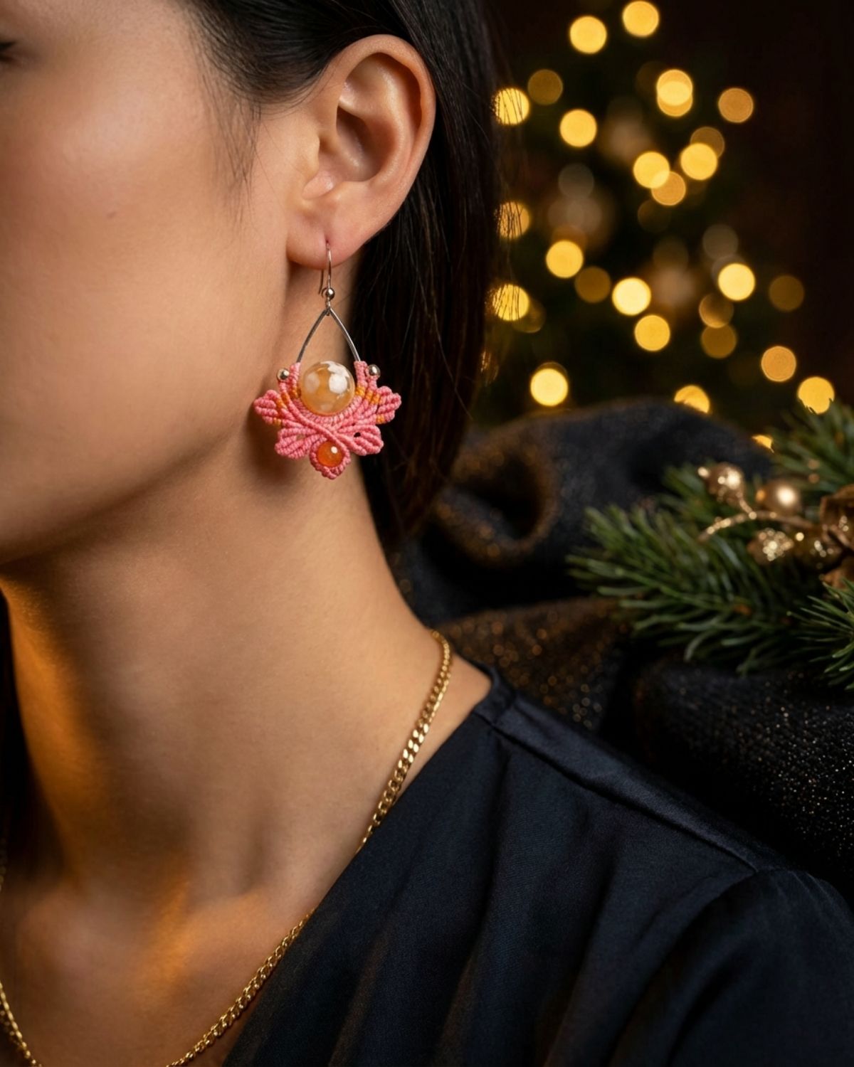 Rózsaszín Nyx fülbevaló tűzacháttal