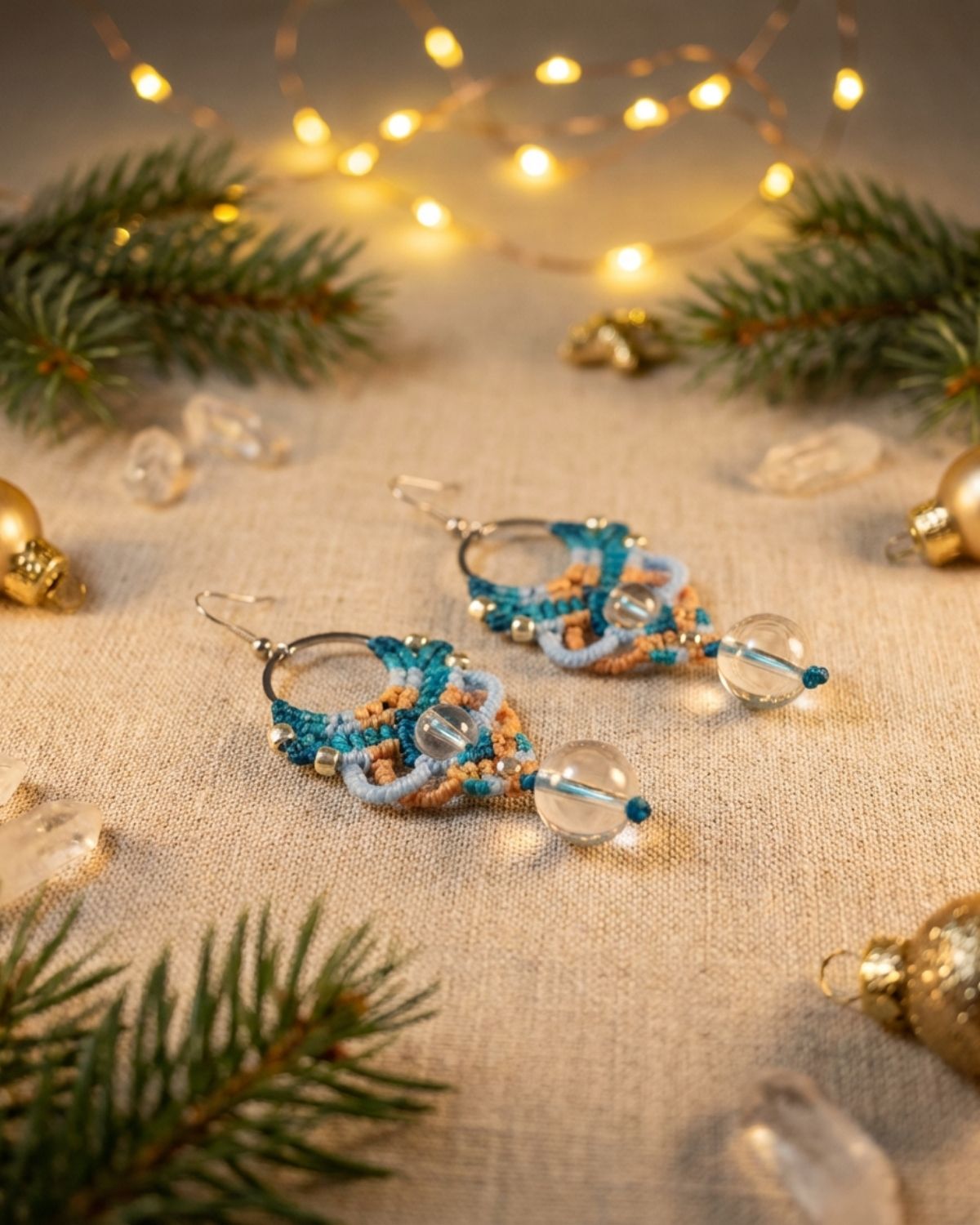 Türkizkék Aphrodite fülbevaló hegyikristállyal