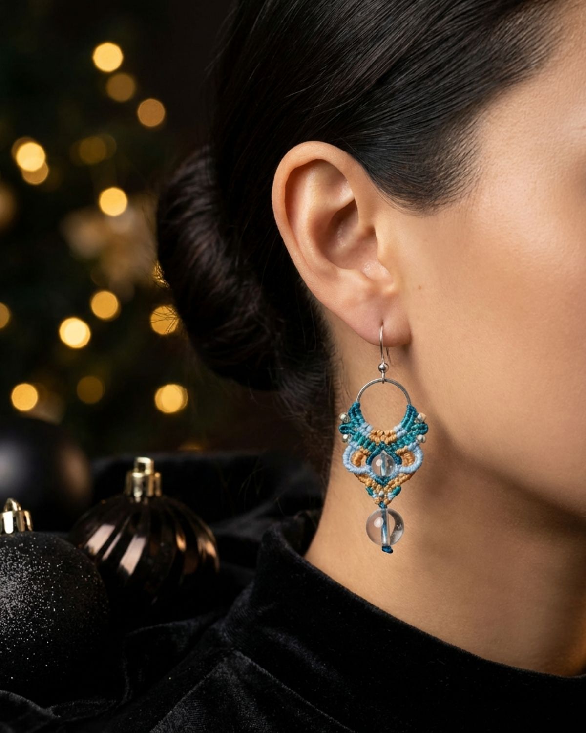 Türkizkék Aphrodite fülbevaló hegyikristállyal