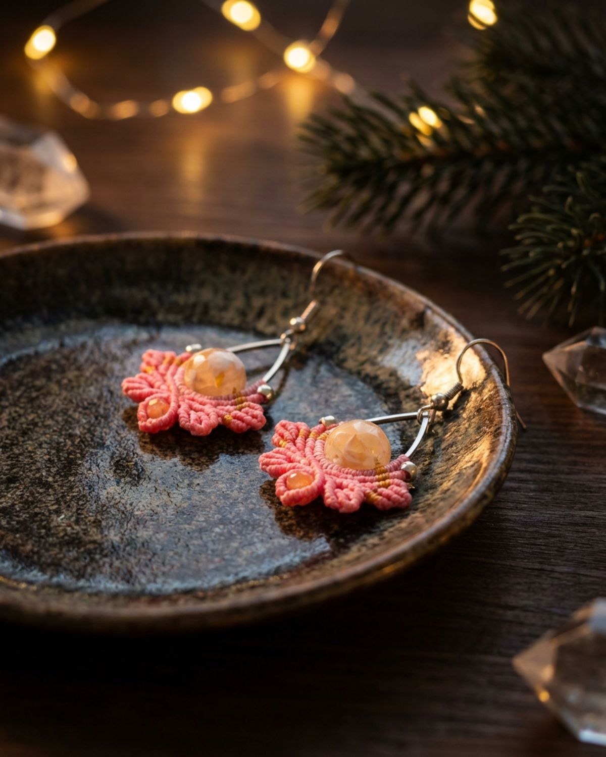 Rózsaszín Nyx fülbevaló tűzacháttal